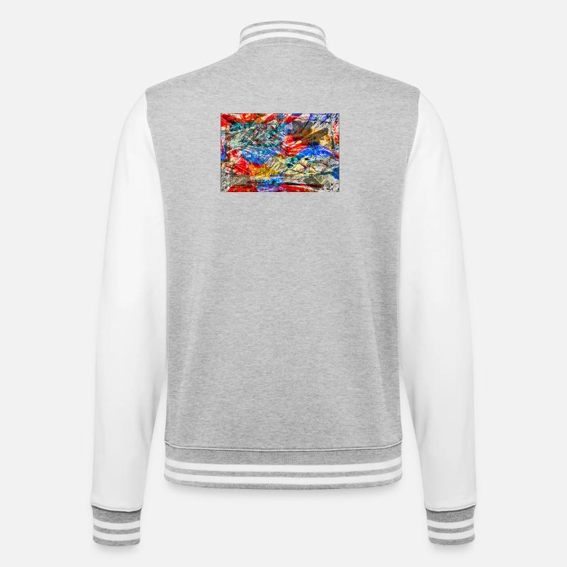 ablehnung - College-Sweatjacke - Grau meliert/Weiß