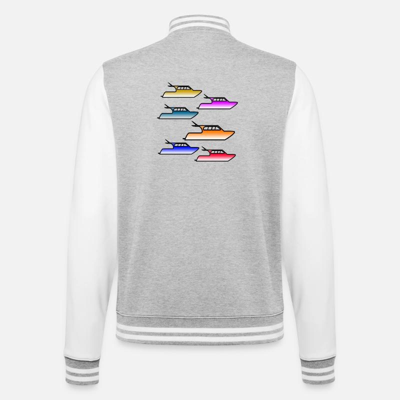 Motorboote - College-Sweatjacke - Grau meliert/Weiß