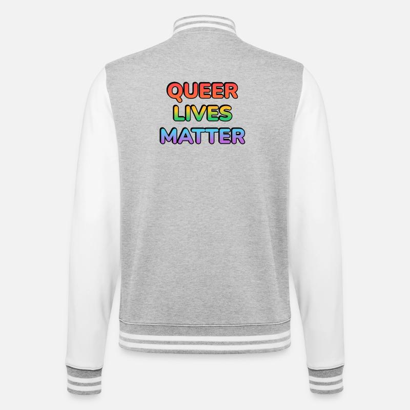 Queer Lives Matter Rainbow - College Sweat Jacket - heather grey/white