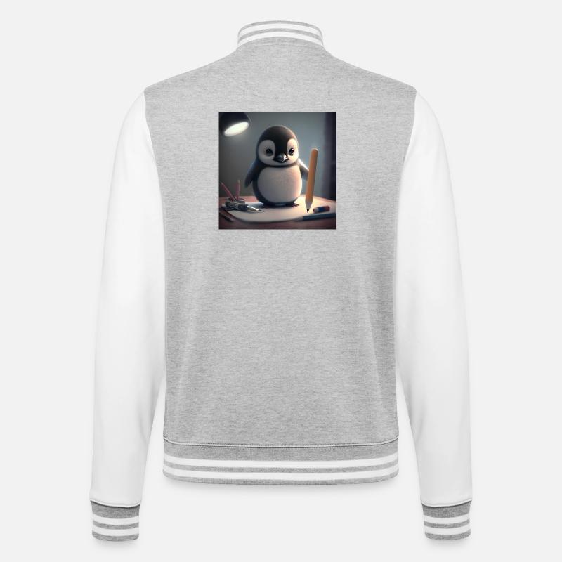 Artiste manchot à la table - Veste Teddy - gris chiné / blanc