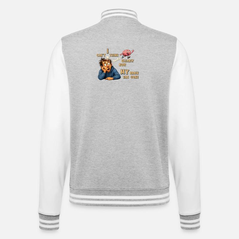 Thinking Offline - My Brain Has Quit - College Sweat Jacket - heather grey/white