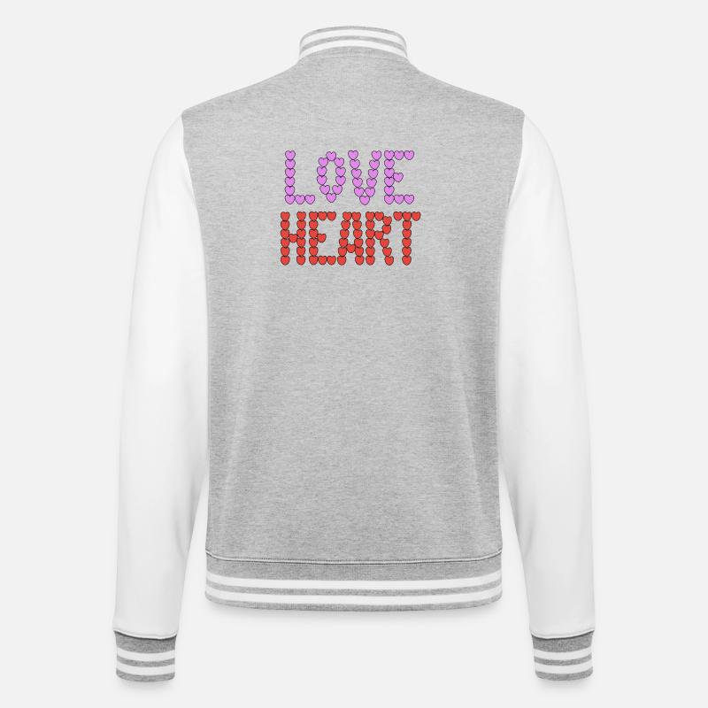 Typographie de Love Heart - Veste Teddy - gris chiné / blanc