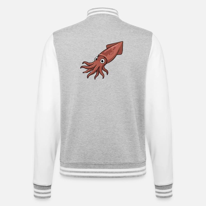 Calmar de dessin animé joyeux - Veste Teddy - gris chiné / blanc
