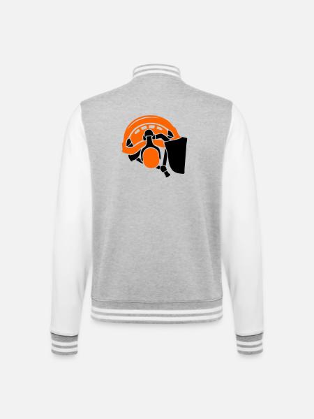 Forsthelm Baumpflege Waldarbeiter Holzfäller - College-Sweatjacke - Grau meliert/Weiß