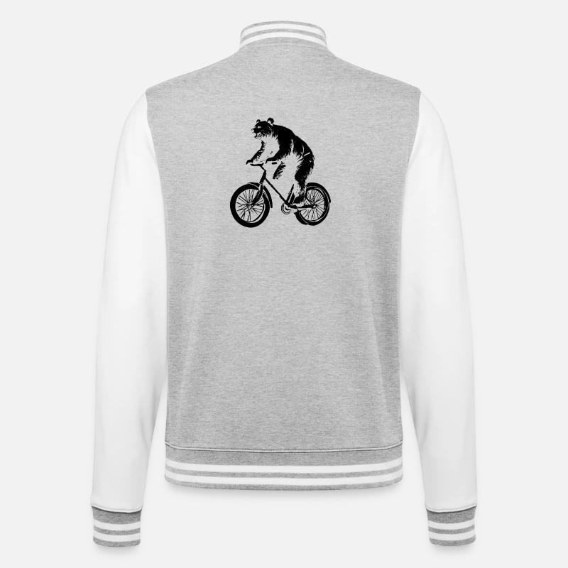Fahrrad Bär - College-Sweatjacke - Grau meliert/Weiß