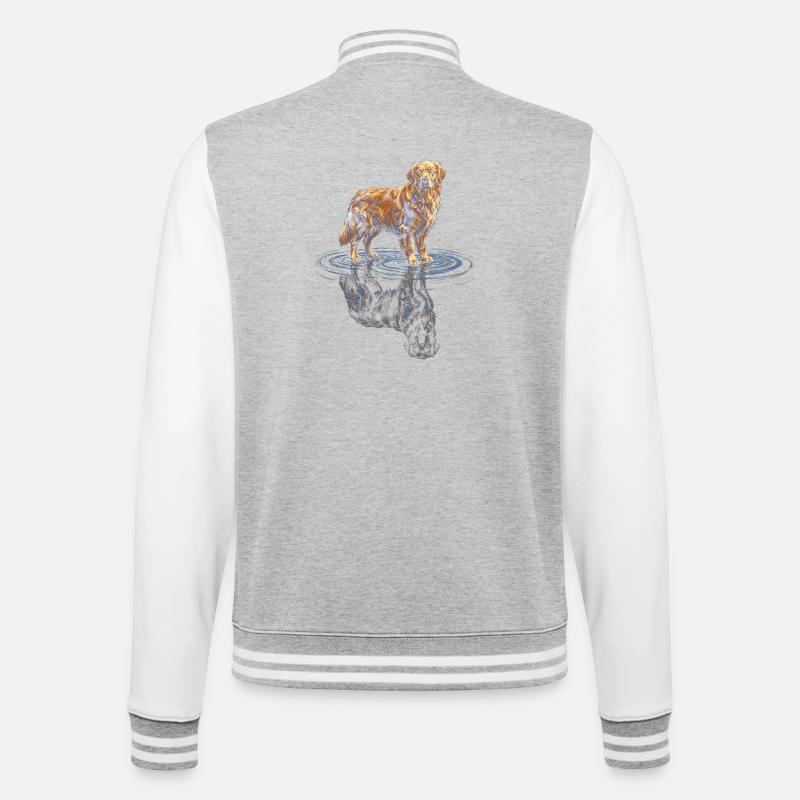 Golden Retriever Water Reflex - College Sweat Jacket - heather grey/white