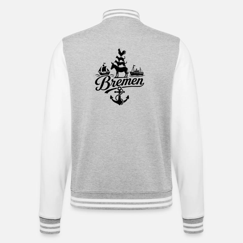 Bremen - College Sweat Jacket - heather grey/white