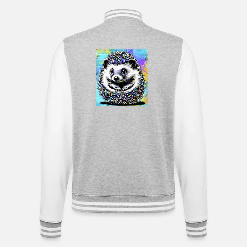 hérisson - Veste Teddy - gris chiné / blanc