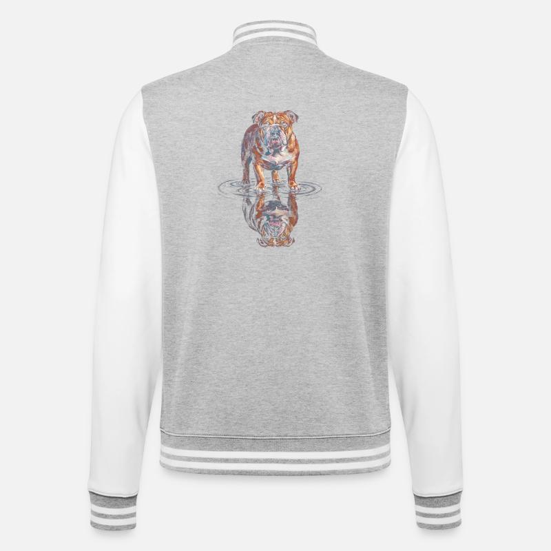 Bulldog Water Reflection - College Sweat Jacket - heather grey/white
