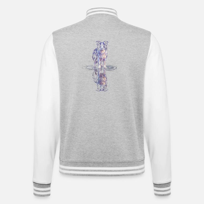 Border Collie Water Reflection - College Sweat Jacket - heather grey/white
