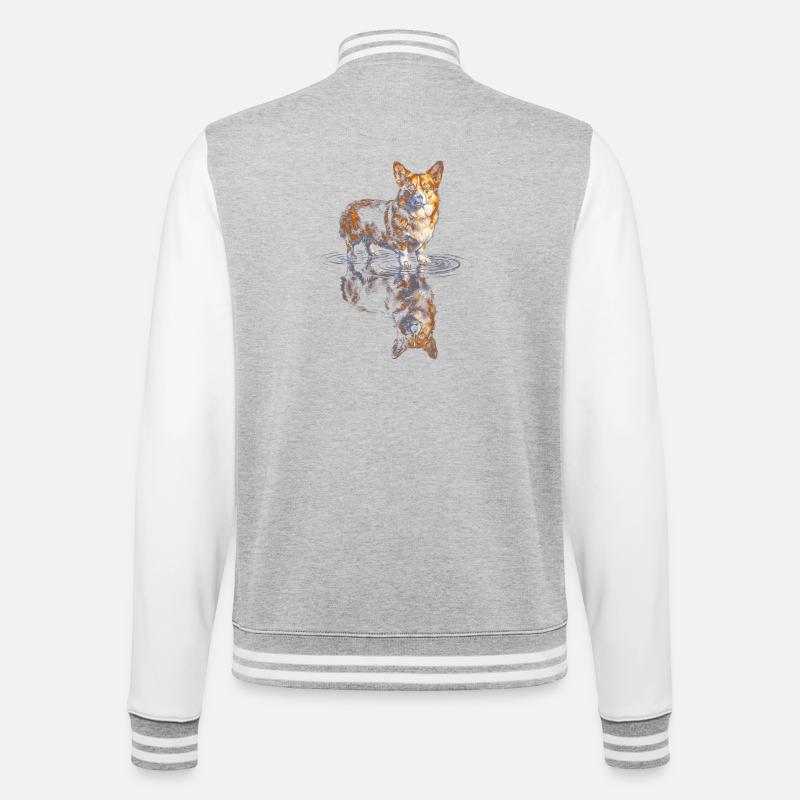 Wasserreflex Corgi - College-Sweatjacke - Grau meliert/Weiß