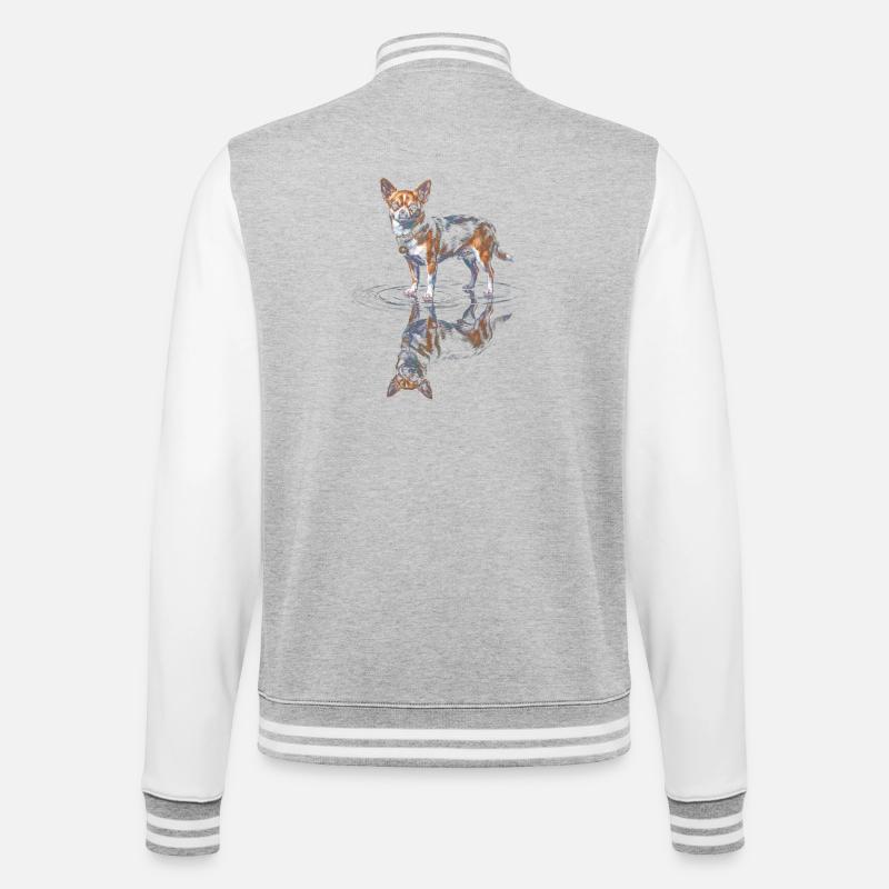 Reflet de l’eau du chihuahua - Veste Teddy - gris chiné / blanc