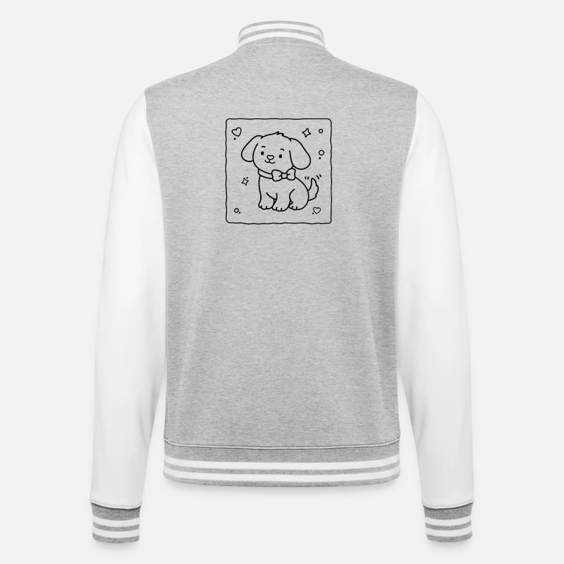 Petit chiot mignon | Lulu Lotus - Veste Teddy - gris chiné / blanc
