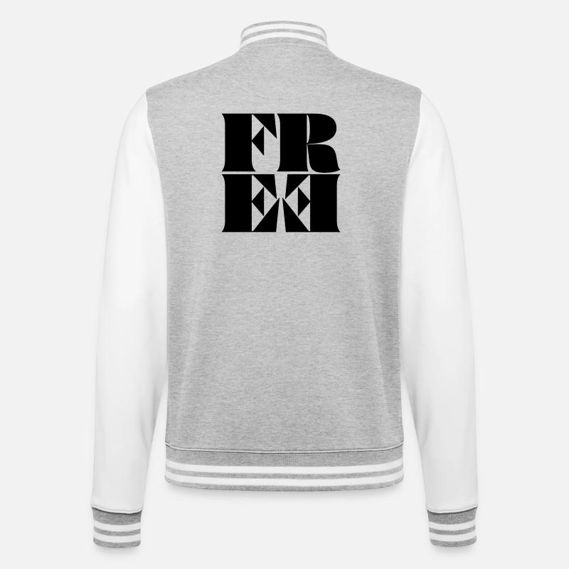 FREE - College-Sweatjacke - Grau meliert/Weiß