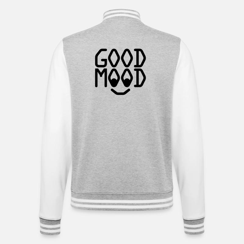 GOOD MOOD - College-Sweatjacke - Grau meliert/Weiß