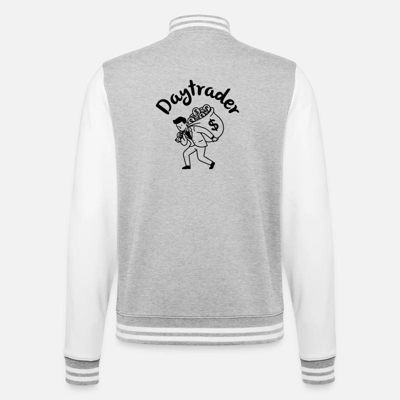 Daytrader - College-Sweatjacke - Grau meliert/Weiß
