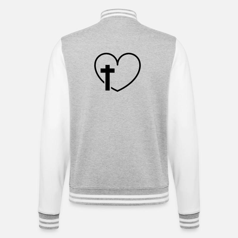 Croix de cœur - Veste Teddy - gris chiné / blanc