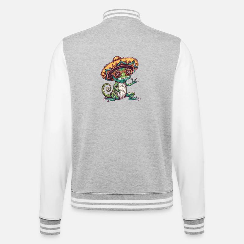 Chameleon Funny Sombrero - College Sweat Jacket - heather grey/white