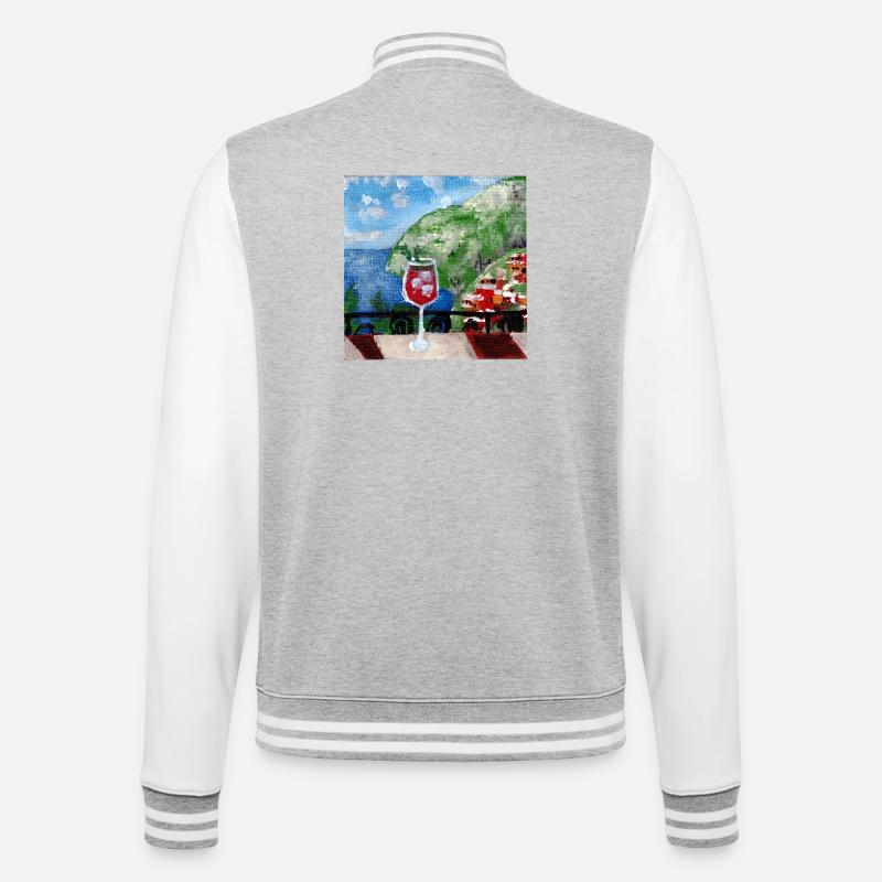 Meerblick_Ölgemälde_mit_cocktail - College Sweat Jacket - heather grey/white