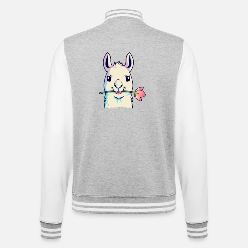 Lama et Rose - Veste Teddy - gris chiné / blanc