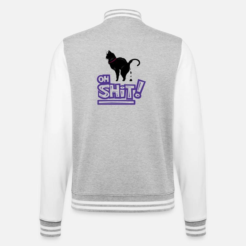 Kat Oh Shit Graffiti Ausruf - College-Sweatjacke - Grau meliert/Weiß