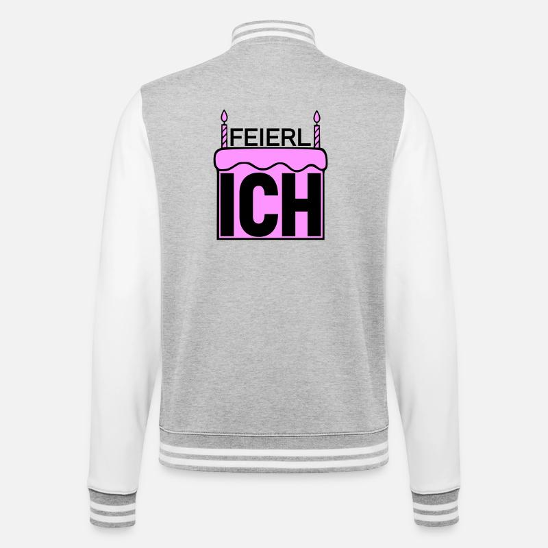 ich feierlich - College-Sweatjacke - Grau meliert/Weiß