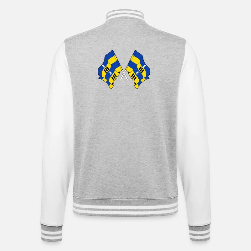 Crossed Ameland Flags – Island Pride - College Sweat Jacket - heather grey/white