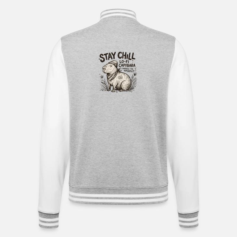 Capybara Chill LoFi Artwork - College-Sweatjacke - Grau meliert/Weiß