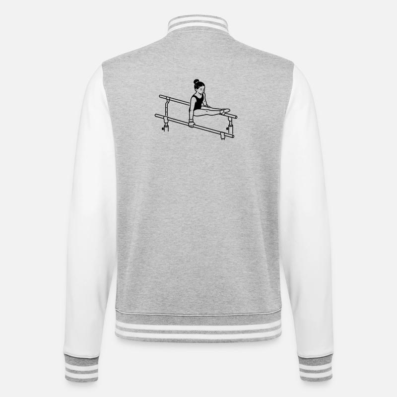 Gymnastik - College-Sweatjacke - Grau meliert/Weiß