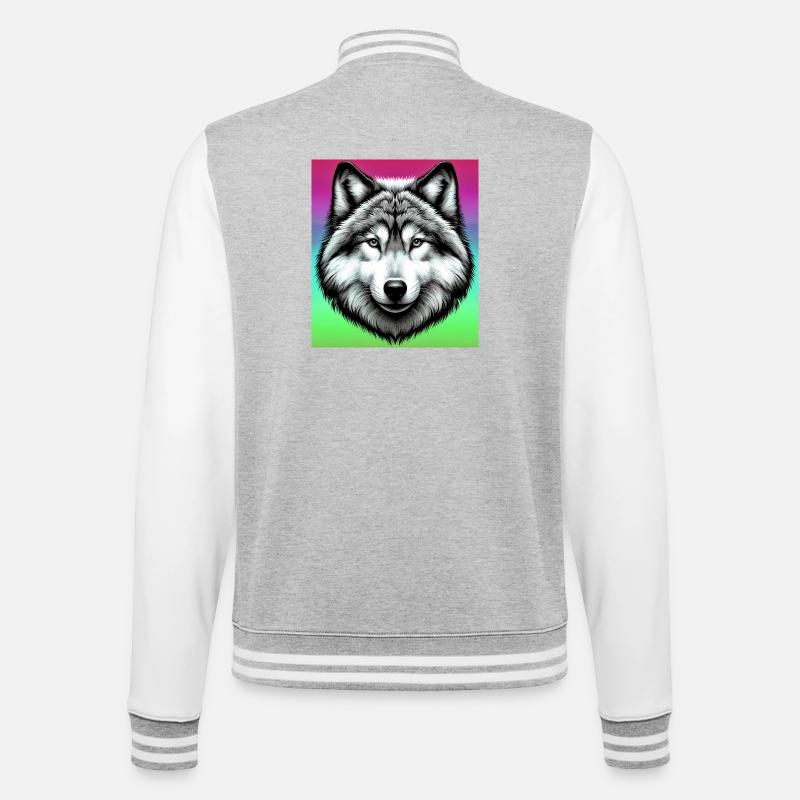 Wolf - College Sweat Jacket - heather grey/white