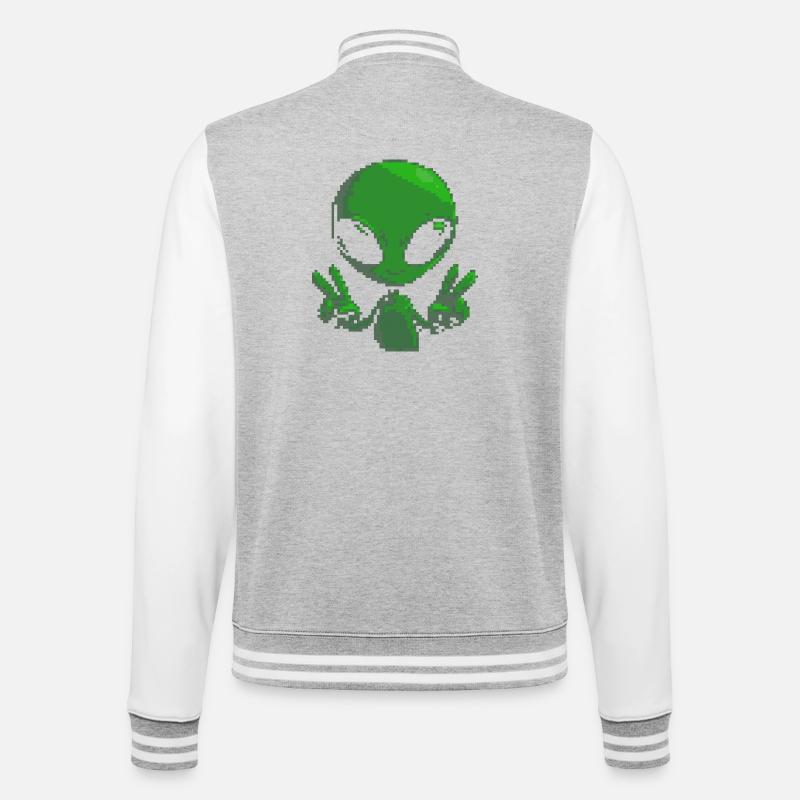 Signe de paix extraterrestre Pixel - Veste Teddy - gris chiné / blanc