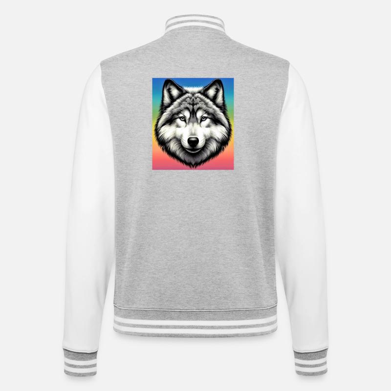 Wolf - College Sweat Jacket - heather grey/white