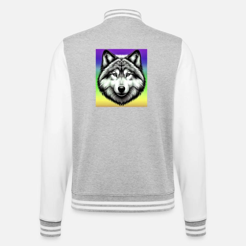 Wolf - College-Sweatjacke - Grau meliert/Weiß