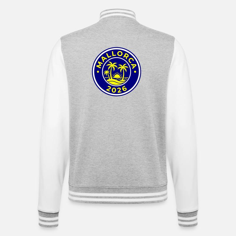 Mallorca 2026 Palmen - College-Sweatjacke - Grau meliert/Weiß