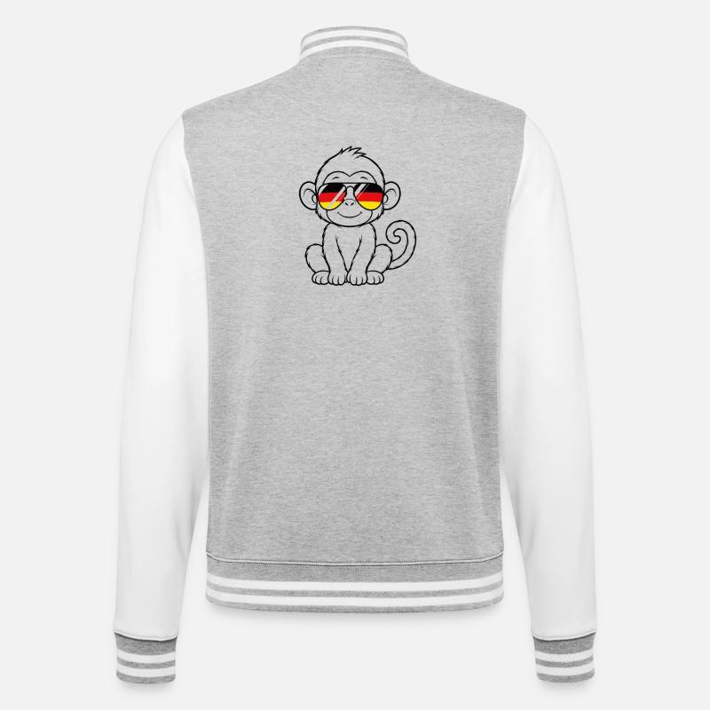 German flag monkey german Germany monkey - College Sweat Jacket - heather grey/white