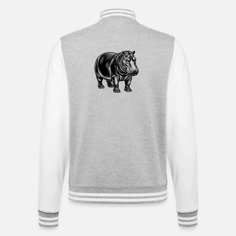 Hippopotamus - College Sweat Jacket - heather grey/white
