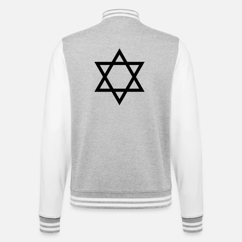 Croix de David - Veste Teddy - gris chiné / blanc