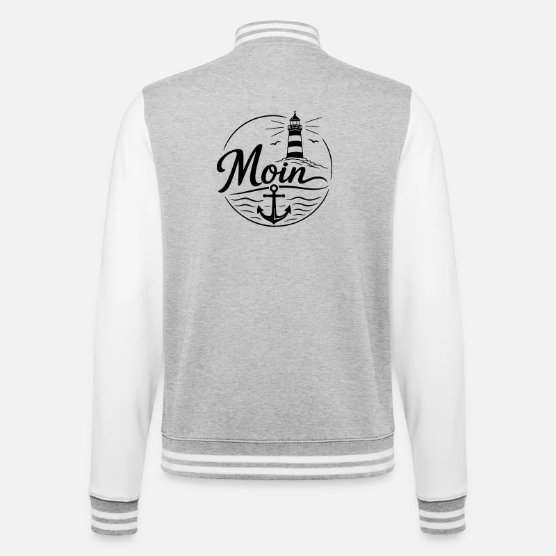 Moin - College-Sweatjacke - Grau meliert/Weiß