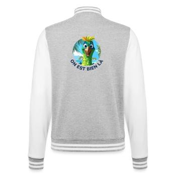 Summer cartoon bird humor sun - College Sweat Jacket - heather grey/white - Back - Marisol (170cm)