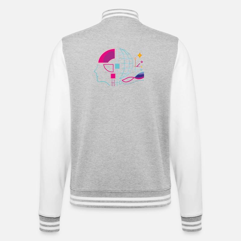Globale Intelligenz - College-Sweatjacke - Grau meliert/Weiß