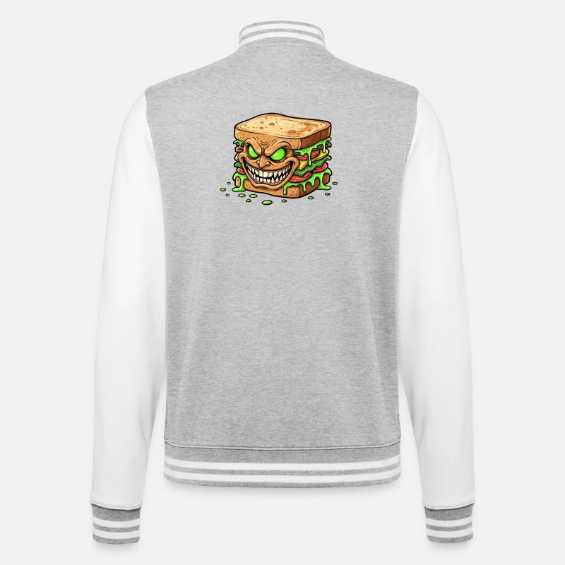 Monstre Sandwich Effrayant - Veste Teddy - gris chiné / blanc