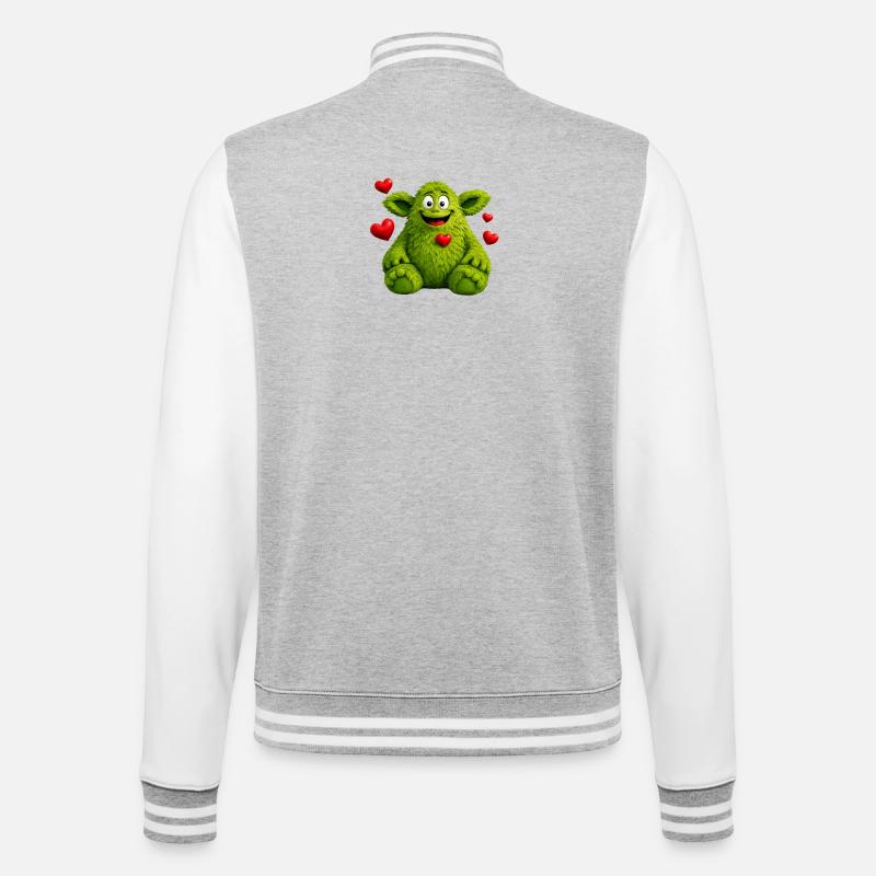 Monstre - Veste Teddy - gris chiné / blanc