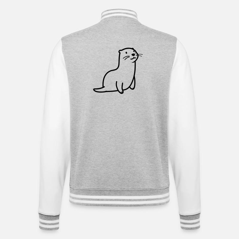 Otter - College-Sweatjacke - Grau meliert/Weiß