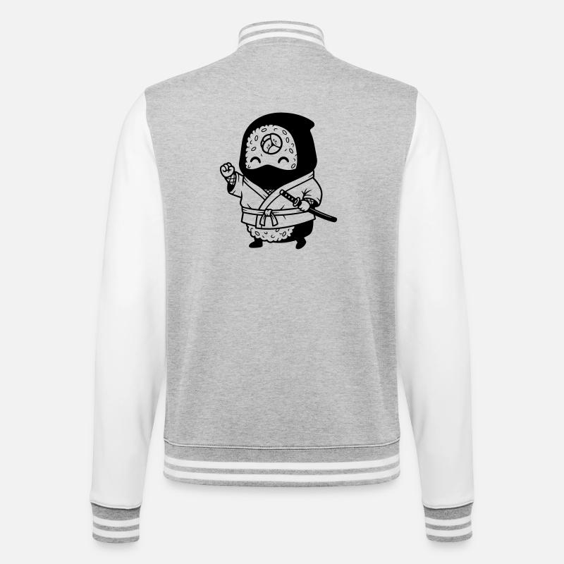 Sushi Samurai Kawaii - College-Sweatjacke - Grau meliert/Weiß
