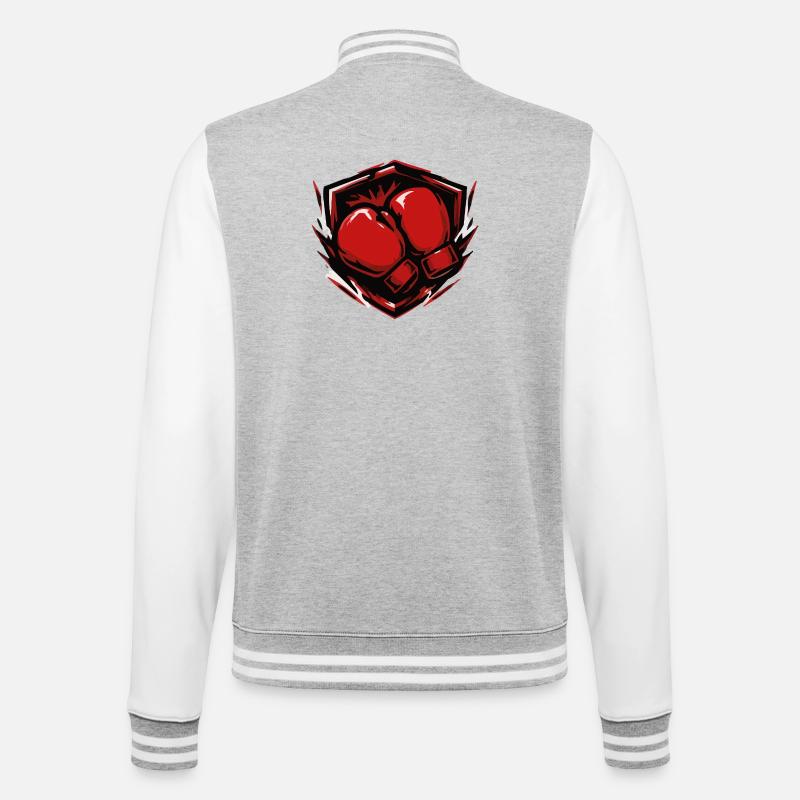 Boxen Boxhandschuhe Schild - College-Sweatjacke - Grau meliert/Weiß
