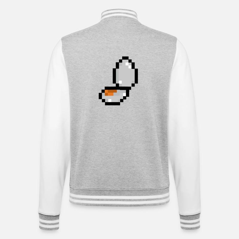 pixel egg - College Sweat Jacket - heather grey/white