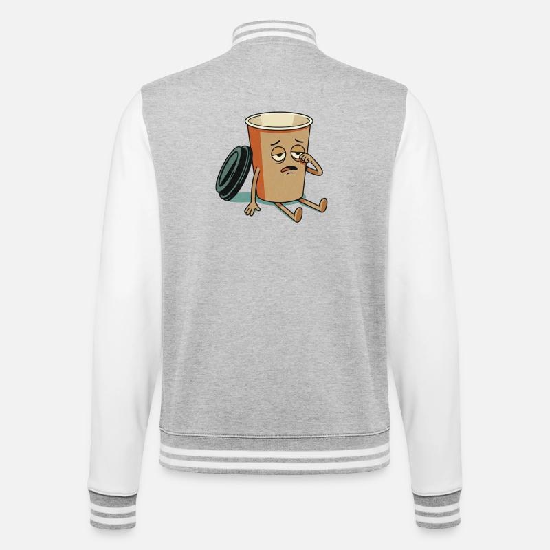 Exhausted Coffee Cup Figure - College Sweat Jacket - heather grey/white