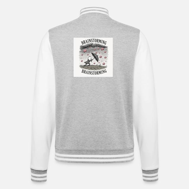 Brainstorming - College-Sweatjacke - Grau meliert/Weiß