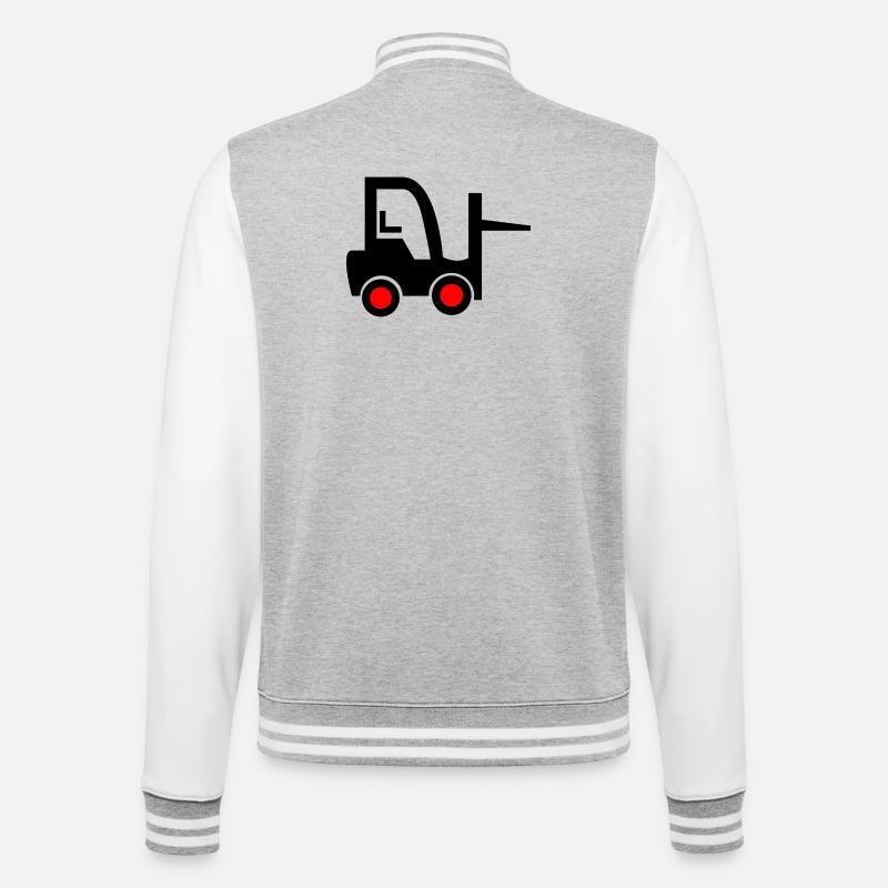 Gabelstapler - College-Sweatjacke - Grau meliert/Weiß
