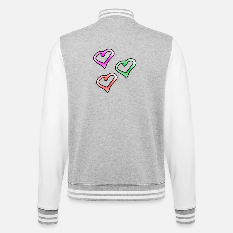 Hearts - College Sweat Jacket - heather grey/white